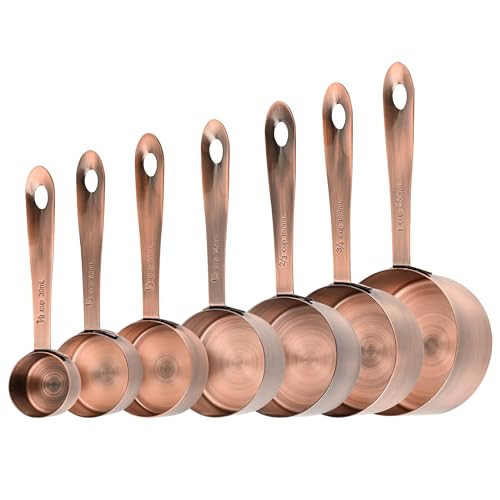 Smithcraft Measuring Cups Set, Copper Measuring Cup Set 7, Stainless Steel Measuring Cups, Kitchen Metal Measuring Cup, Dry Baking Measuring Cups Set, 1/8, 2/3 & 3/4 Heavy Duty Measure Cups for Food | Amazon (US)