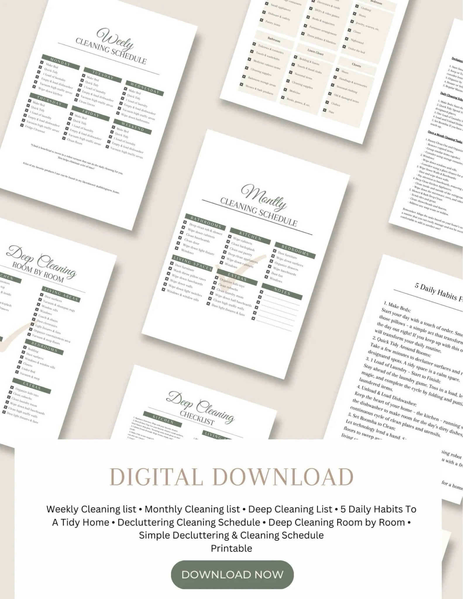 All-in-One Cleaning Schedule. Weekly Cleaning, Monthly Cleaning, Deep Cleaning, Decluttering, and more. Printable & Customizable. Only $1.99‼️

#LTKfamily #LTKSeasonal #LTKhome