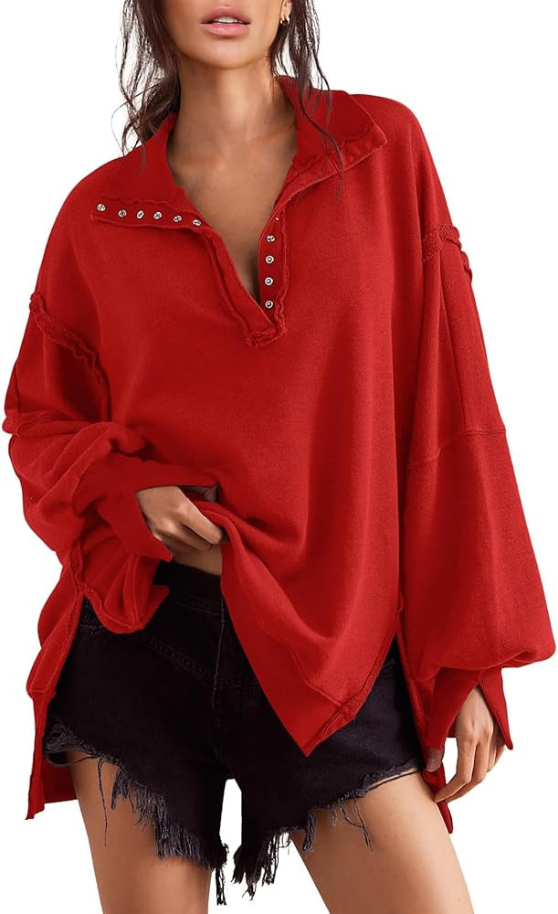 Ekaliy Oversized Sweatshirts for Women Fall Clothing for Women 2025 Trendy Henley Pullover Tunic ... | Amazon (CA)
