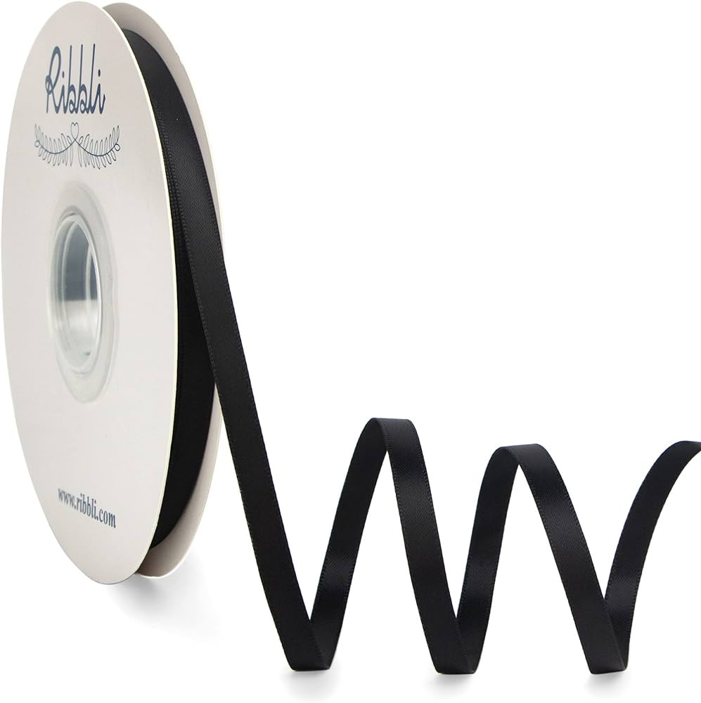 Ribbli Black Satin Ribbon,Double Faced Satin 1/4 inch x Continuous 50 Yards,Black Ribbon Use for ... | Amazon (US)