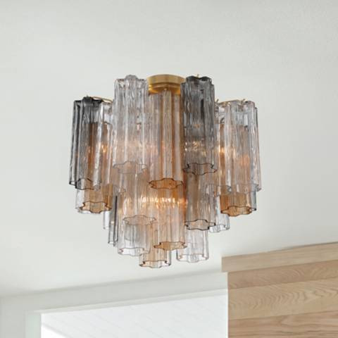 Addis 17 3/4" Wide Aged Brass Tronchi Glass Ceiling Light | Lamps Plus