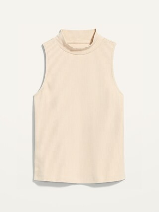 Fitted Rib-Knit Mock-Neck Sleeveless Top for Women | Old Navy (US)