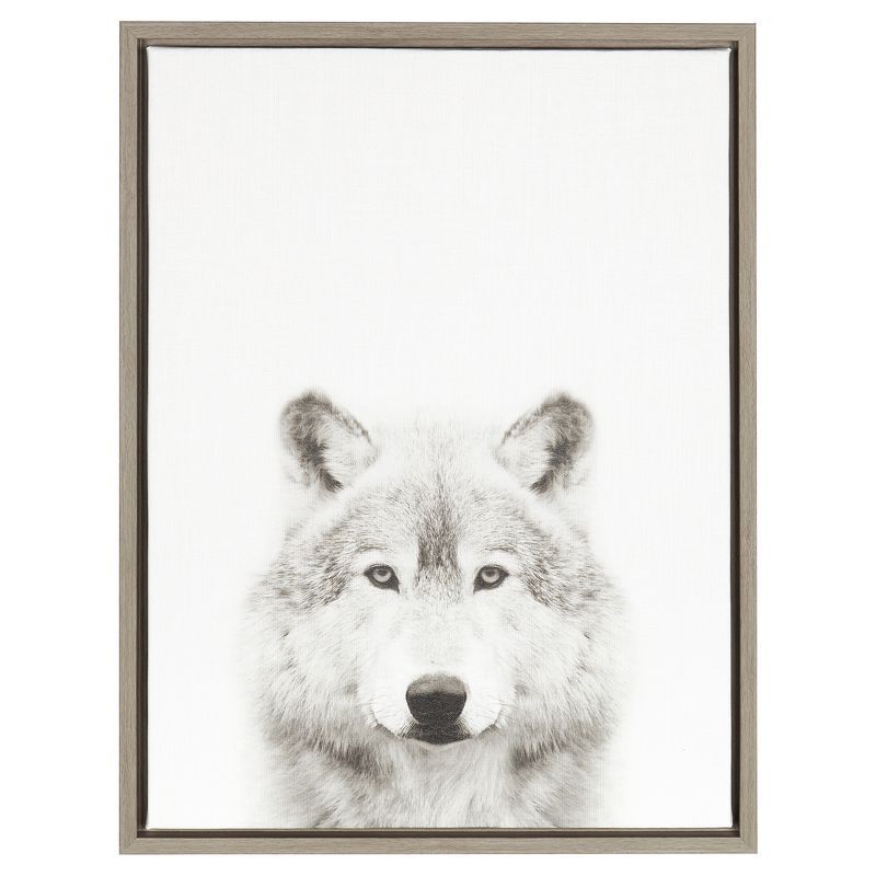 Wolf Framed Canvas Art Gray (24"x18") - Uniek | Target