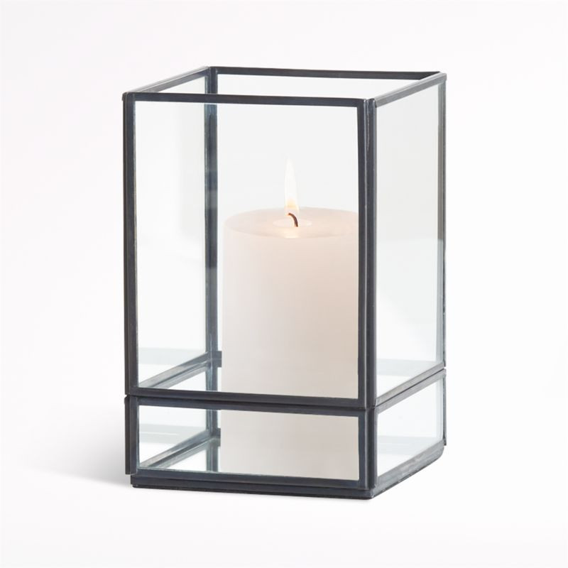 Jasper 6.25" Black Square Hurricane Candle Holder + Reviews | Crate & Barrel | Crate & Barrel
