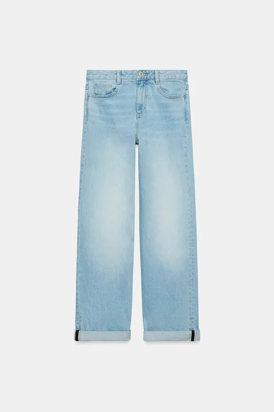 Z1975 RELAXED FIT MID-WAIST JEANS WITH CUFFED HEMS | Zara UK