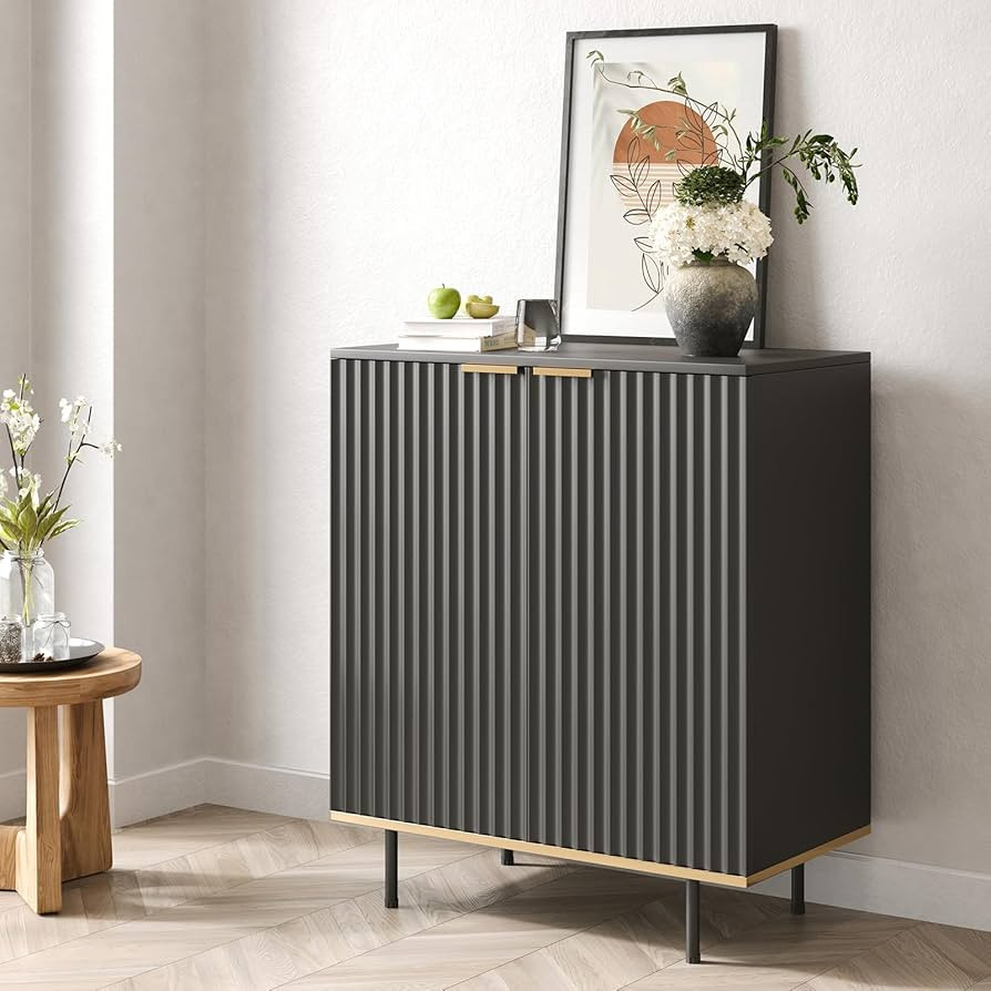 Modern Sideboard Cabinet with Fluted Doors, Gold Legs and Handle - Buffets & Sideboards for Elega... | Amazon (US)
