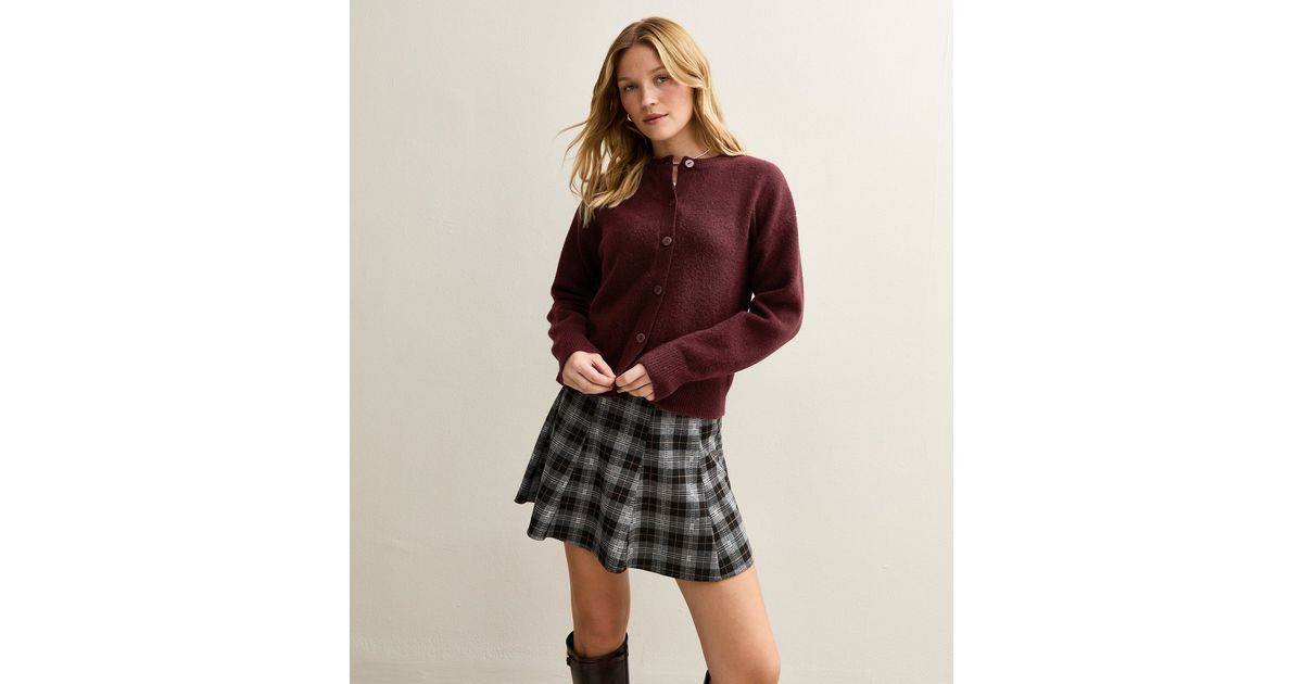 Burgundy Crew Neck Knit Cardigan | New Look | New Look (UK)