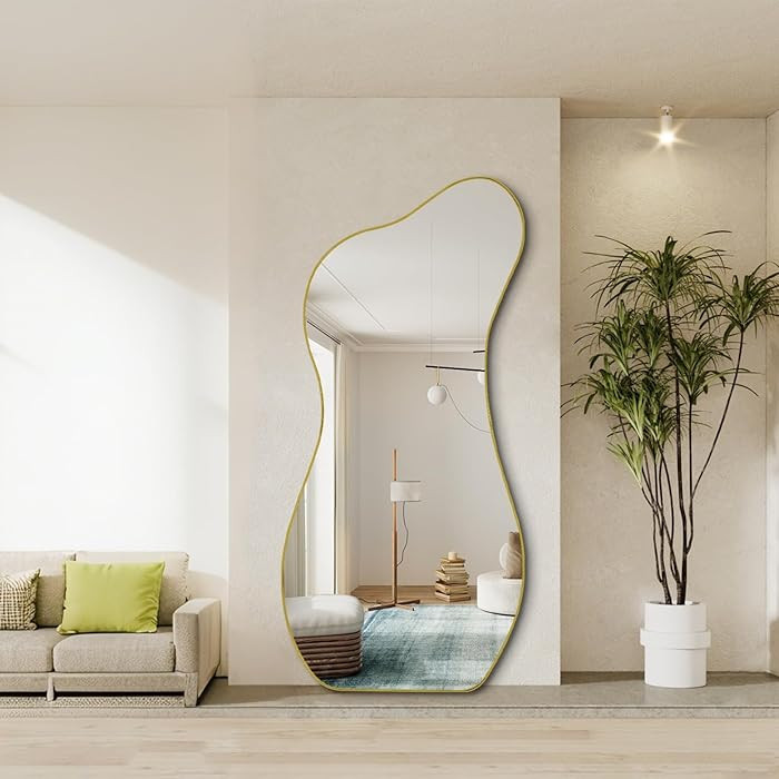 Irregular Mirror Full Length, 63"x30" Large Asymmetrical Mirror, Modern Standing Floor Mirrors fo... | Amazon (US)
