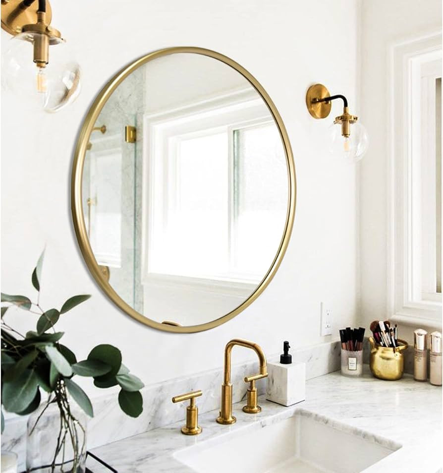 GIFTTROVE Round Wall Mirror, Gold Round Mirror 36 Inch, Circle Wall Mirror with Thick Metal Frame... | Amazon (US)