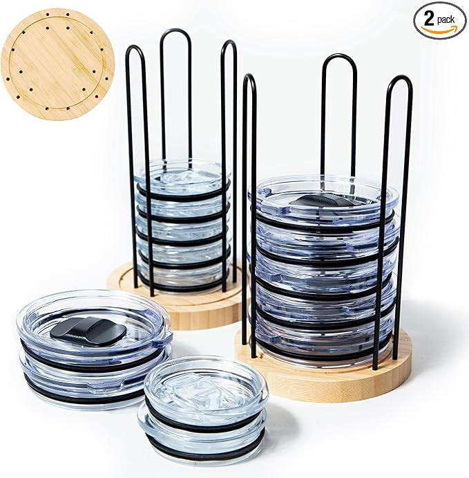 2PC Tumbler Lid Organizer, Detachable Cup Lid Organizer for Simple Modern Tumbler/Yeti Tumbler/St... | Amazon (US)
