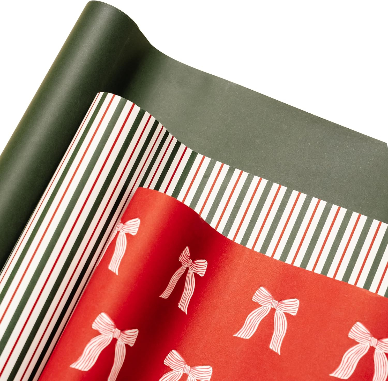 Merry Market Christmas Wrapping Paper Rolls, Premium Matte Gift Wrap, 30” x 168” Large Roll, Bows Stripes Design, Holiday Gift Wrapping | Amazon (US)