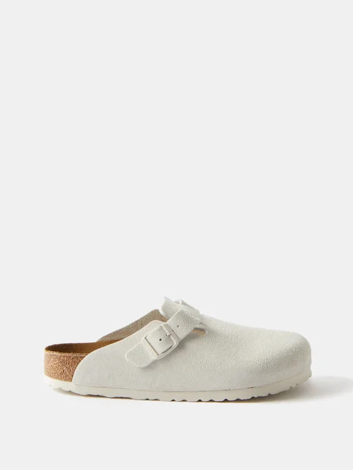 Birkenstock - Boston Suede Clogs - Womens - White | Matches (US)