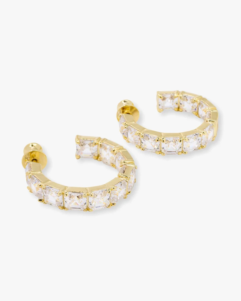 The Queen's Hoops 1" - Classic Gold Simulated Diamond | Melinda Maria Jewelry