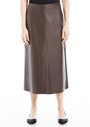 Max Studio Women's Faux Leather A-Line Midi Skirt, Loden | Amazon (US)