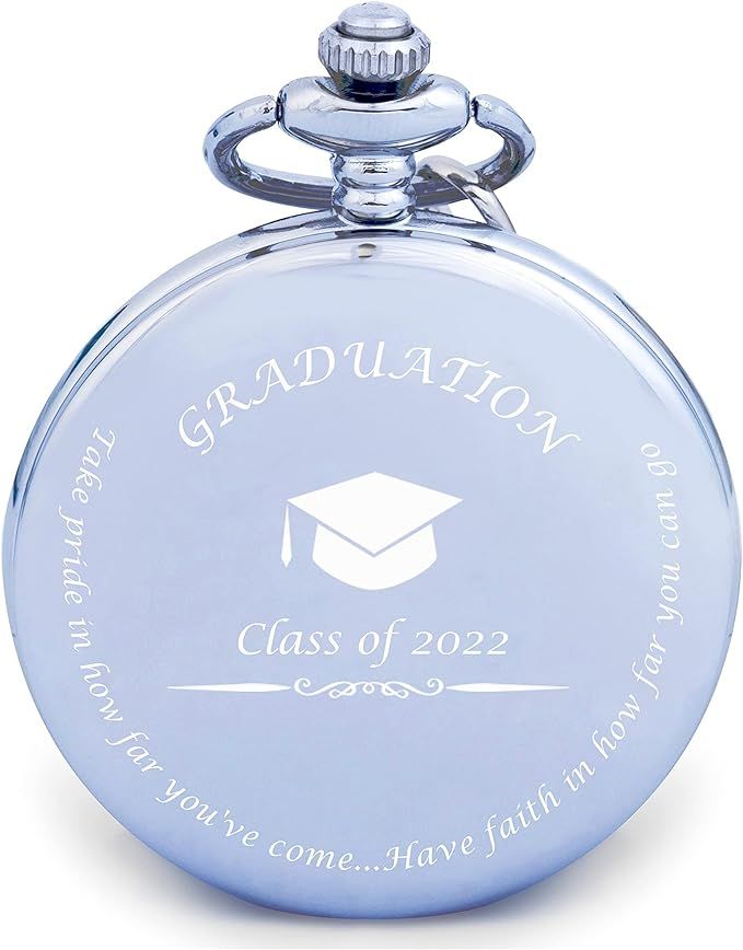 Graduation Gifts for Him 2022 - Silver Pocket Watch - Engraved ‘Class of 2022’ – Perfect Co... | Amazon (US)