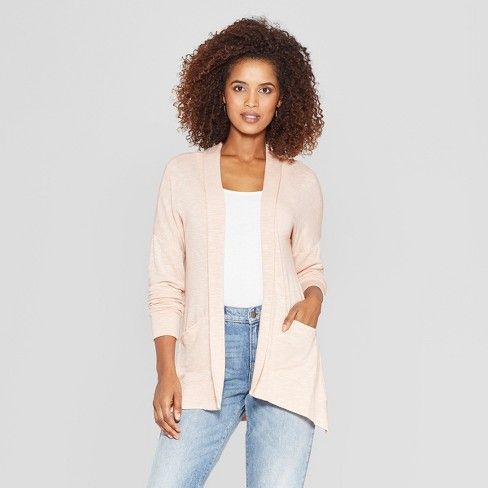 Women's Long Sleeve Lace-Up Back Open Cardigan - Knox Rose™ Peach | Target