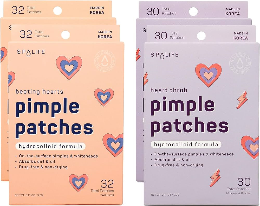 SpaLife HEARTS OF LOVE PIMPLE PATCH DUO – Hydrocolloid Heart Pimple Patches – Overnight for A... | Amazon (US)