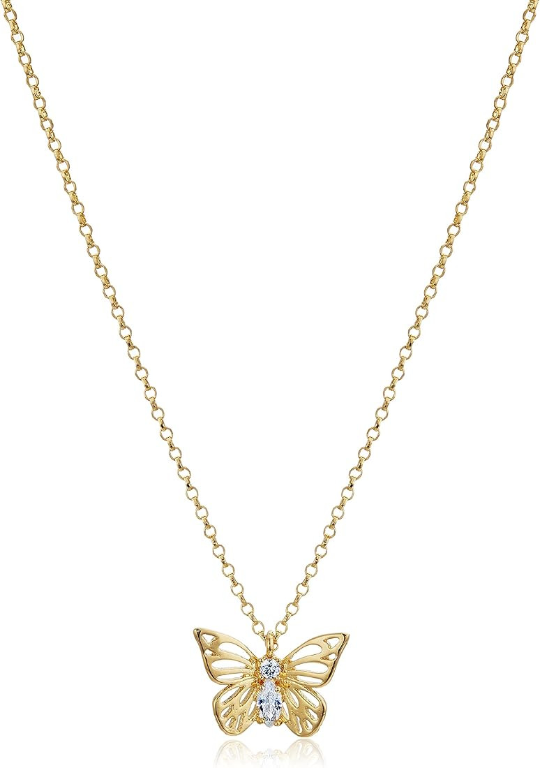 Kate Spade New York "Mini Pendant Social Butterfly Mini Clear/Gold Pendant Necklaces | Amazon (US)