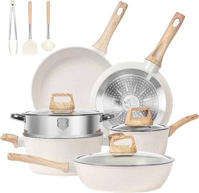 Pots and Pans Set Non Stick, 12 Pcs Kitchen Cookware Sets Induction Cookware Granite Cooking Set ... | Amazon (US)