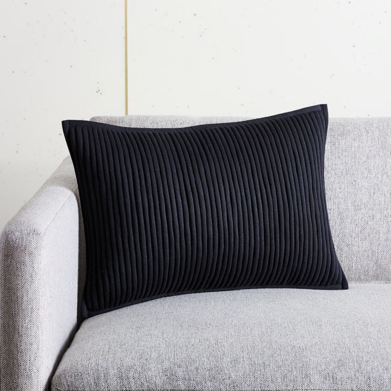 18"x12" Sequence Jersey Black Modern Throw Pillow with Down-Alternative Insert | CB2 | CB2