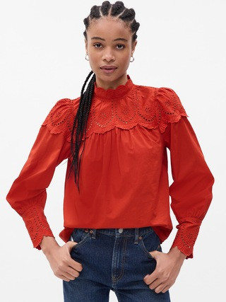 Eyelet Mockneck Shirt | Gap (US)