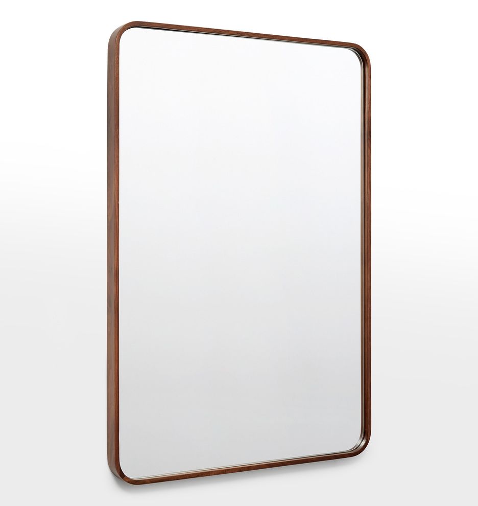 24" x 36" Solid Walnut Rounded Rectangle Mirror | Rejuvenation