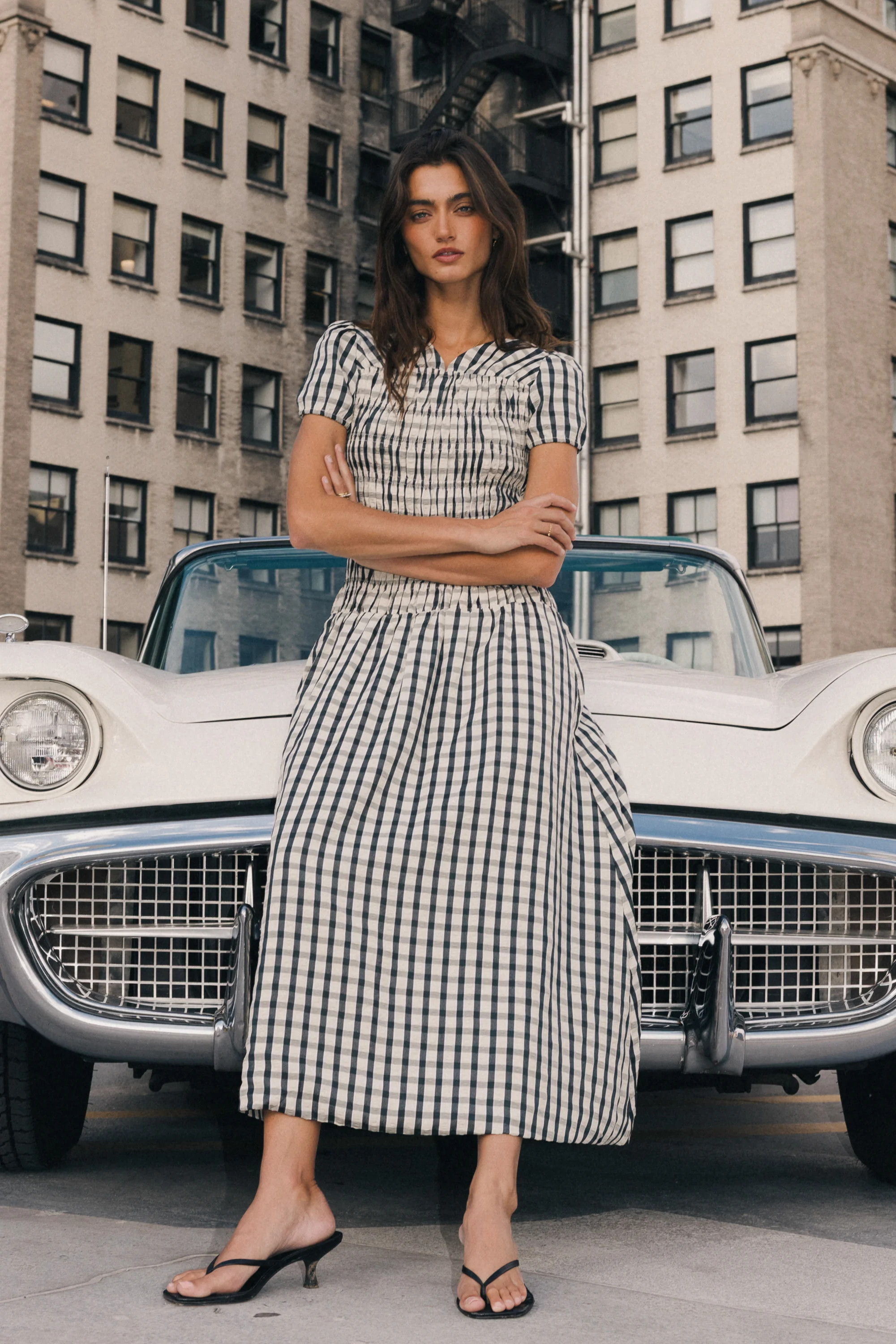 Erin Smocked Maxi Dress in Navy | Böhme US