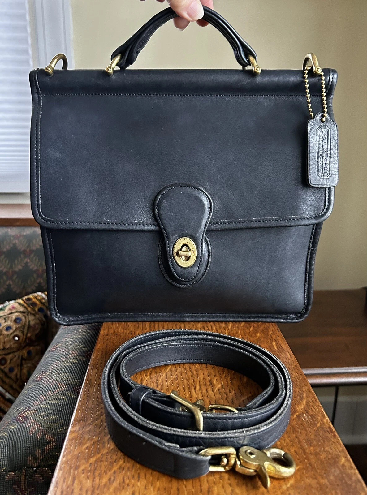 Bolso bandolera vintage Coach Willis de cuero negro J8P-9927 | eBay US