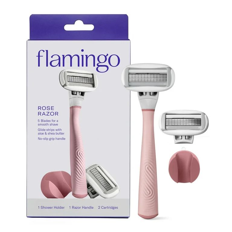 Flamingo Women's 5-Blade Manual Razor Handle and 2 Razor Blade Refills, Rose | Walmart (US)