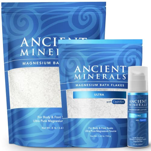 Ancient Minerals Magnesium Bath Flakes - Magnesium Lotion and Bath Flakes Ultra with MSM - Pure Genuine Zechstein Chloride | Amazon (US)
