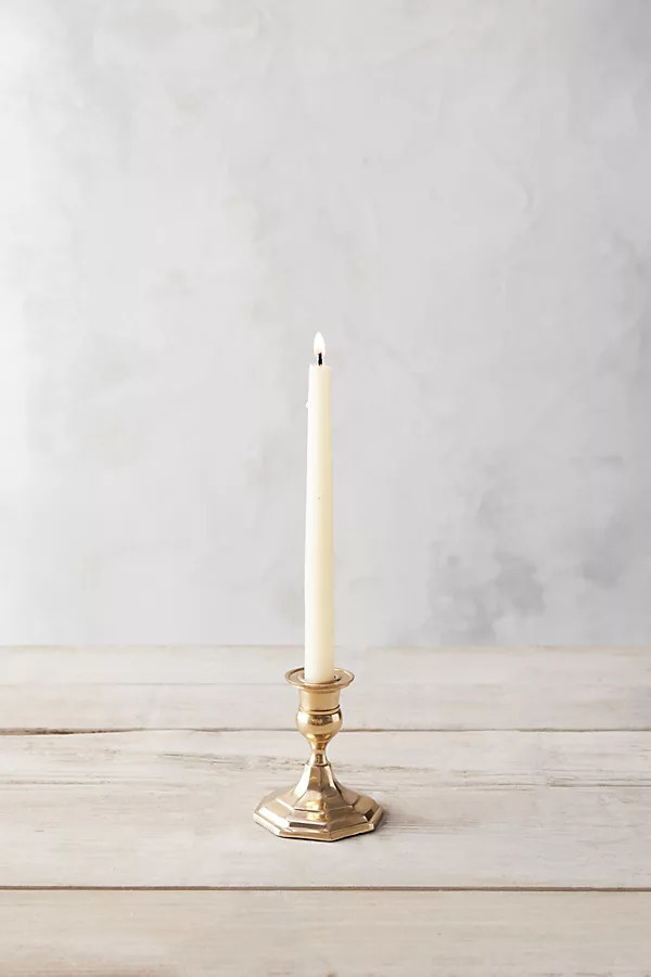 Antiqued Brass Candlestick, Low | Anthropologie (US)