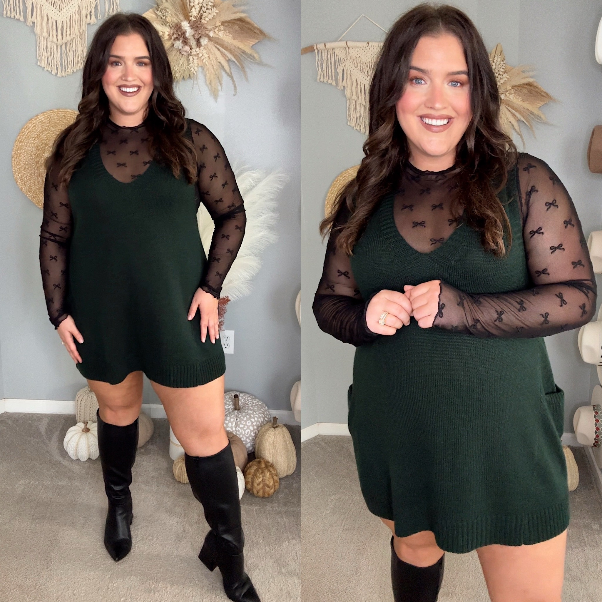 Holiday outfit inspo 🎄Sweater vest and bow lace layering top 🎀 Vest runs short in length but would pair well with tights! 
Size XXL in both

#LTKSeasonal #LTKPlusSize #LTKHoliday
