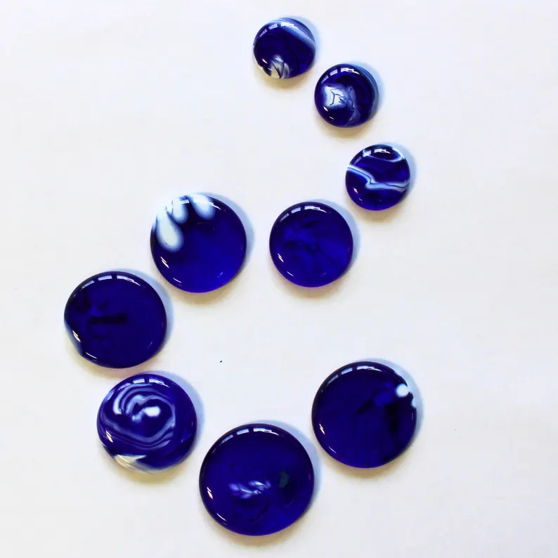 Nubbins in Cobalt With a Hint of White | Fused Glass Cabochons | Large Glass Puddles for Jewelry,... | Etsy (Global)