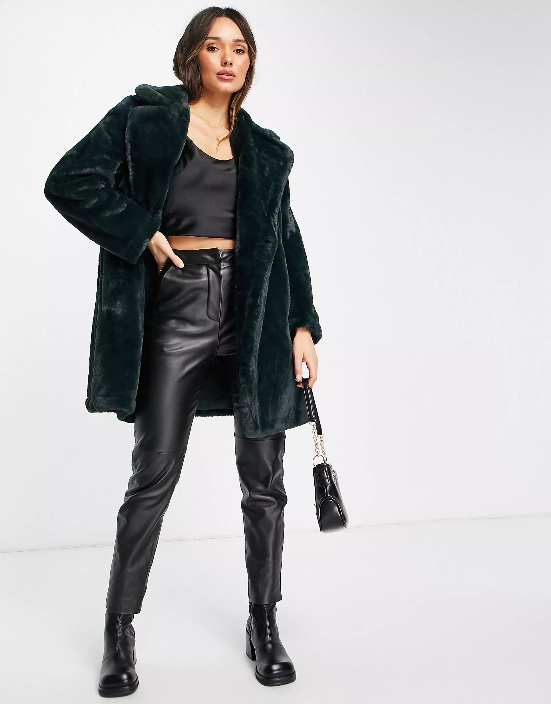 French Connection faux fur coat in black | ASOS | ASOS (Global)