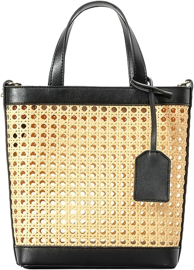 Rattan Bag for Women Straw Tote Shoulder Bag Crossbody Bag Summer Beach Bag Travel Holiday Purses | Amazon (US)