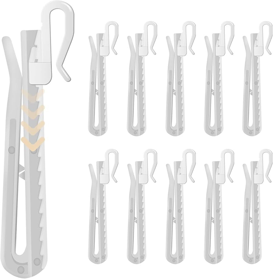 80PCS Plastic Curtain Hooks, Adjustable Pinch Pleat Hooks, Ratchet System Pinch Pleat Curtain Hoo... | Amazon (US)