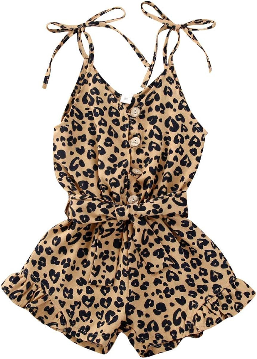 iddolaka Toddler Baby Girl Heart Print Suspender Romper Jumpsuit Playsuit Holiday Clothes Kids Su... | Amazon (US)