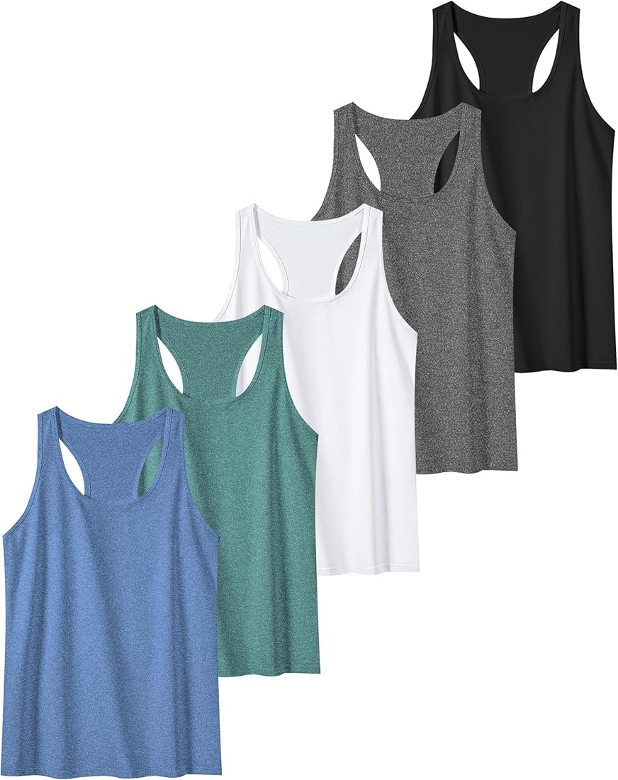 6 or 5 Pack Workout Tank Tops for Women, Athletic Racerback Sports Tank Tops, Compression Sleevel... | Amazon (US)