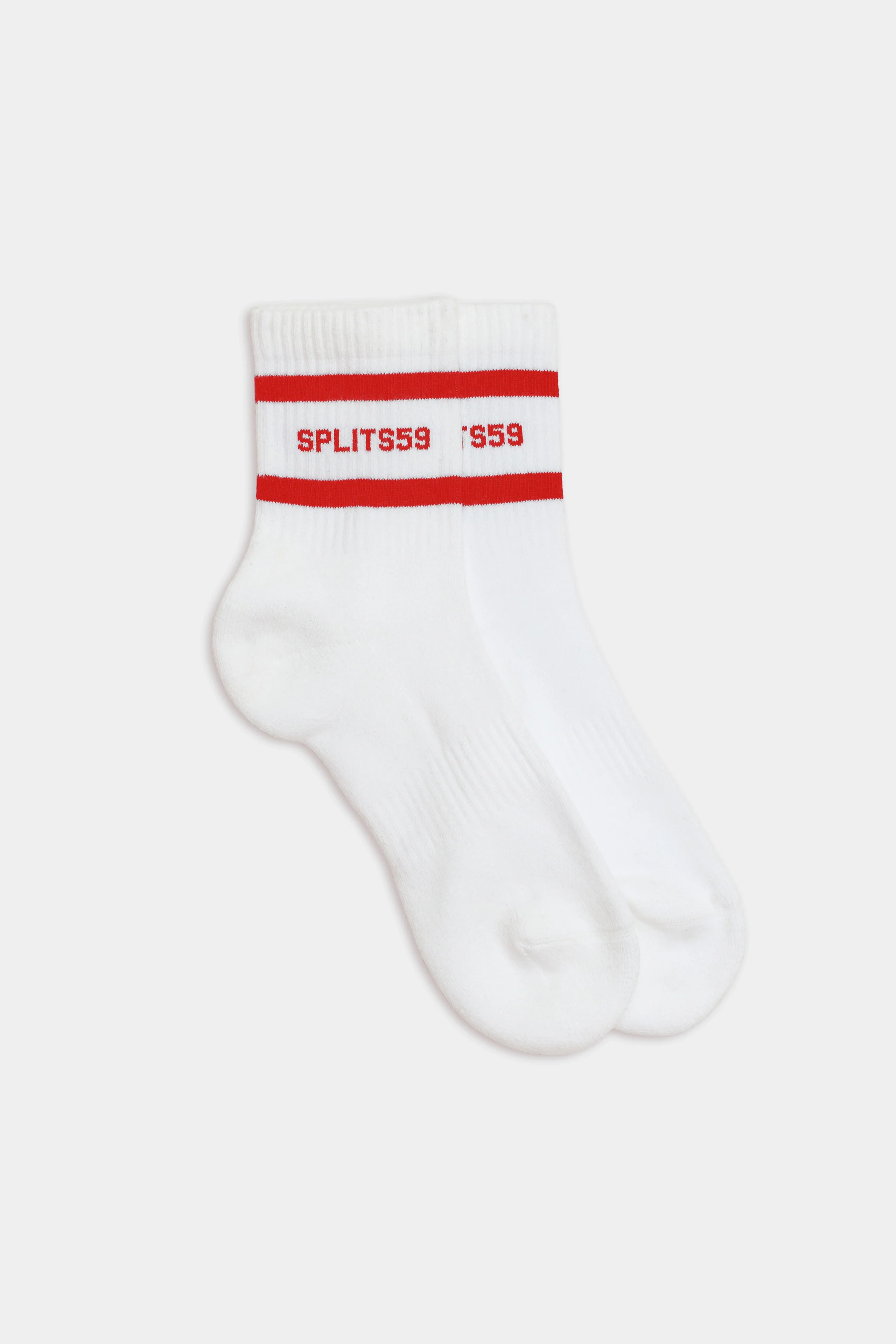 Logo Stripe Quarter Socks - White/Lotus Red | Splits59.com