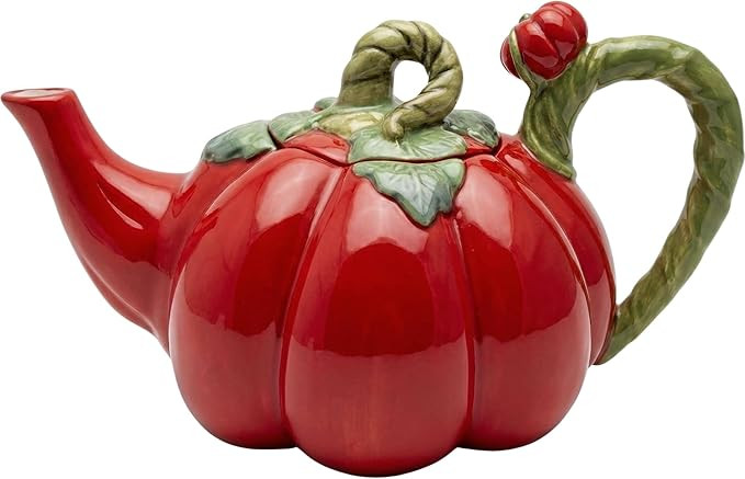 Blue Sky Clayworks Tomato Teapot, 4.5"L x 4.5"W x 3.625"H | Amazon (US)