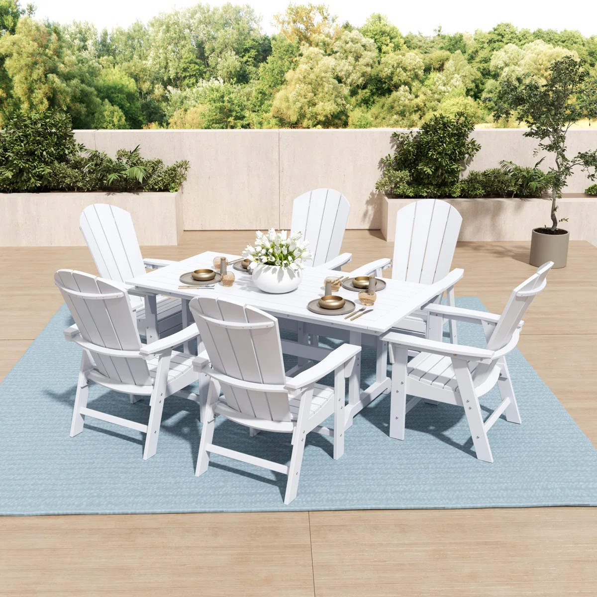 Aleera 7-Piece Plastic Dining Set with Umbrella Hole | Wayfair North America