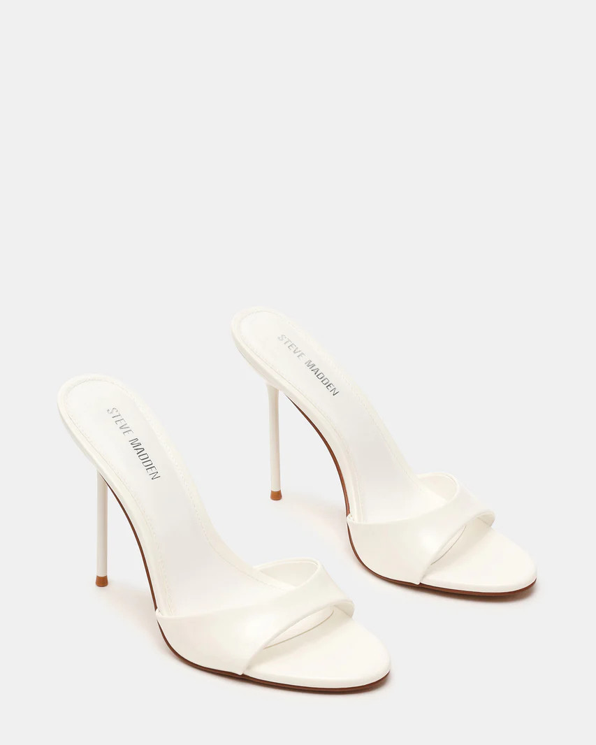 DAVINA White Patent Rounded Open-Toe Mule Stiletto Women's Heel | Steve Madden (US)