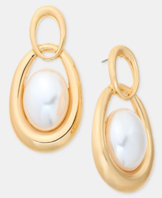 Imitation Pearl Open Oval Drop Earrings | Macy's