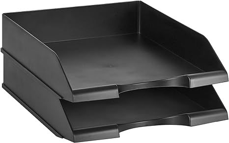 Amazon Basics Stackable Office Letter Organizer Desk Tray - Pack of 2, Black | Amazon (US)