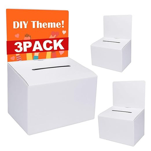 GRAWUN 3 Pack Valentines Day Cardboard Ballot Box with Slot, Suggestion Boxes with Removable Head... | Amazon (US)