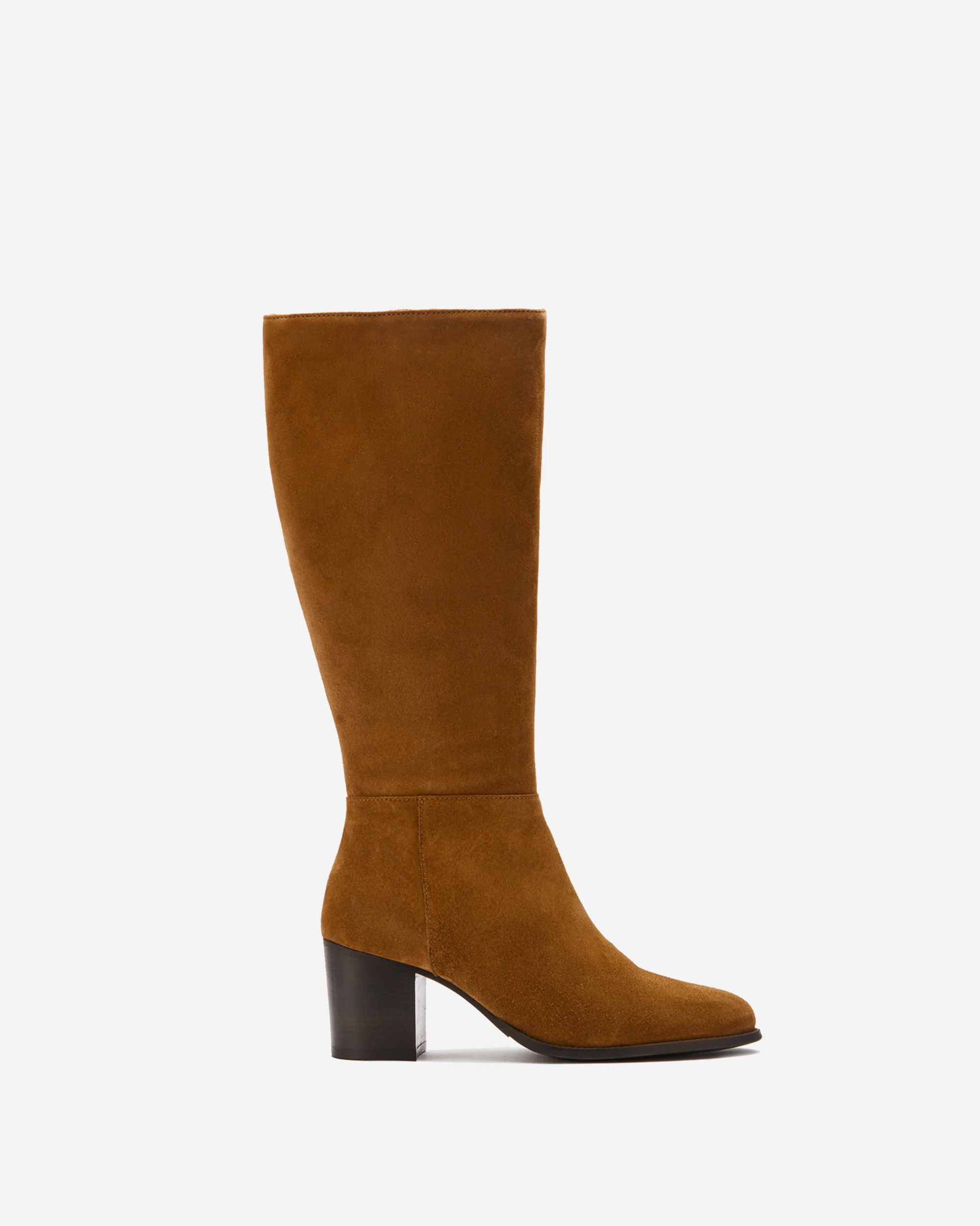 Dalia Petite Knee High Boots in Tan Suede | DuoBoots