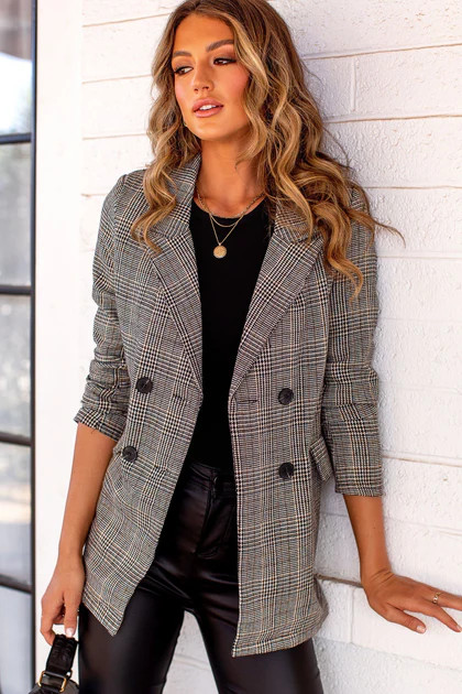 Mina Grey Plaid Blazer | Shop Priceless