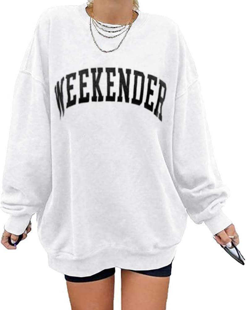 Women’s Oversized Sweatshirts Los Angeles California Hoodies Crewneck Long Sleeve Boyfriends Pullove | Amazon (US)