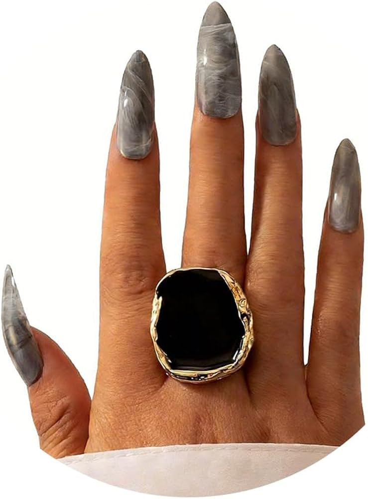 Vintage Statement Rings for Women,Chunky Gold Cocktail Rings,Big Black Enamel Drip Finger Ring,Fa... | Amazon (US)