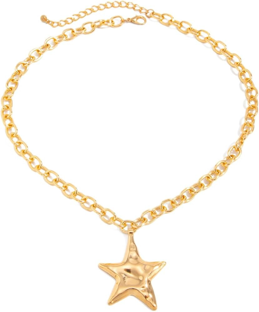 Big Star Necklace Chunky Necklace for Women Boho Thick Chain Statement Necklace Trendy Large Star... | Amazon (US)